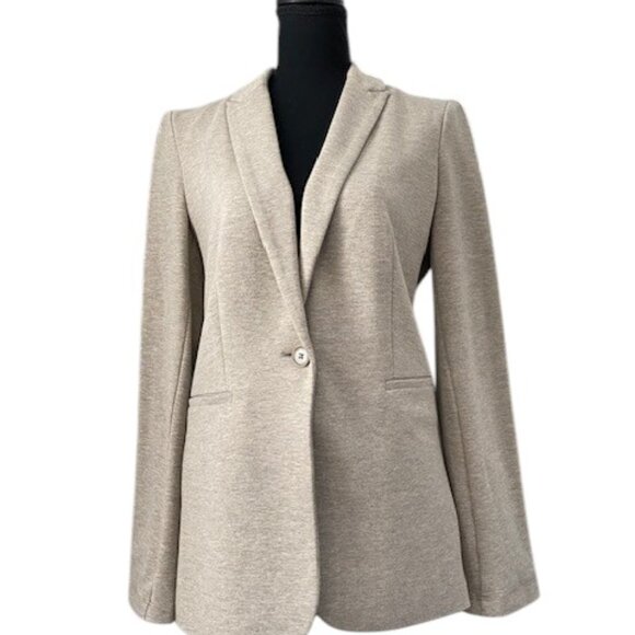 MOSSIMO Heathered Oatmeal Stretch Knit Blazer Jacket Small - Picture 1 of 10